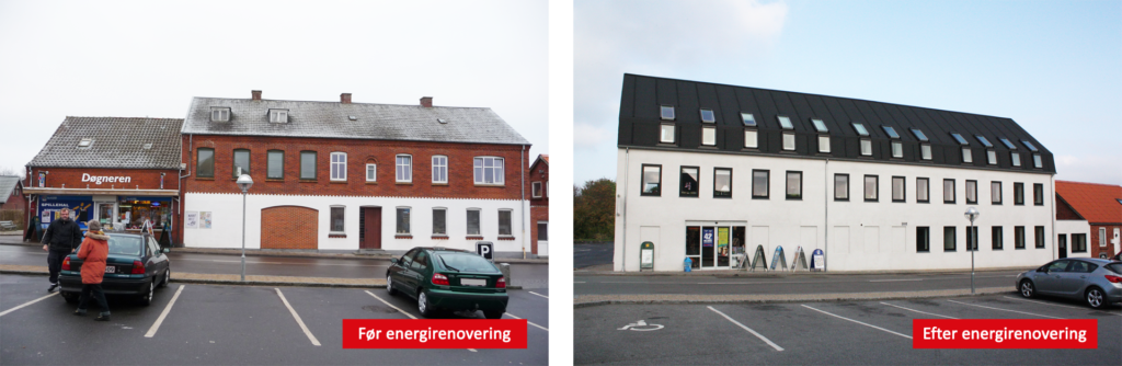 Døgneren Nørregade Hvidbjerg før og efter renovering